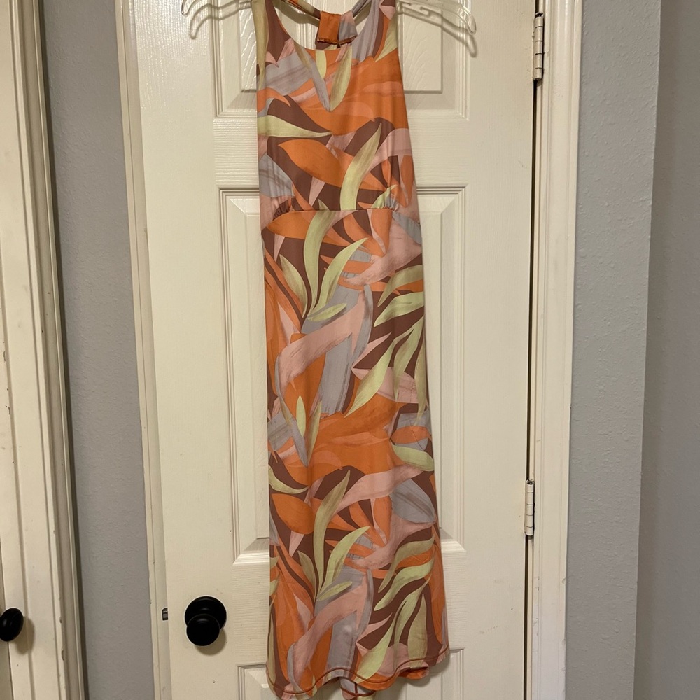 Prana Orange and Green Sleeveless Dress